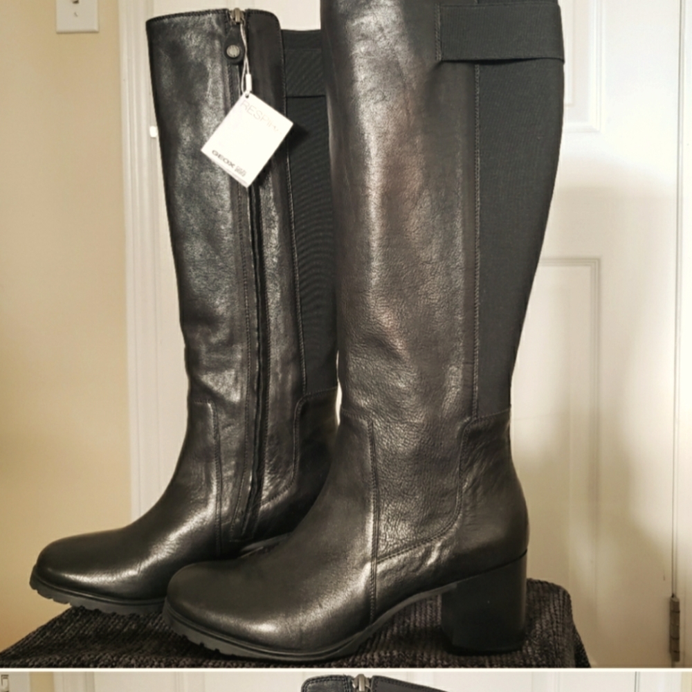 BNWT GEOX leather and fabric knee high boots 10.5